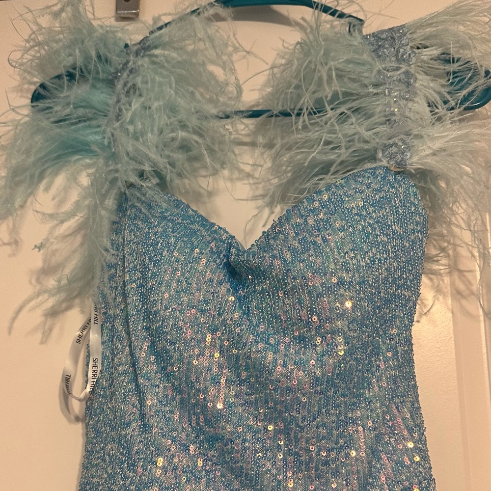 Sherri Hill Blue Sequin Prom Dress